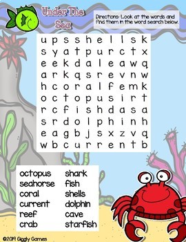 Under the sea word search