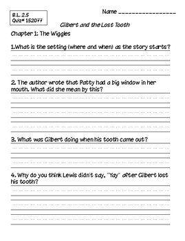 Gilbert and the Lost Tooth Book Study Packet by Jennifer Bates | TPT