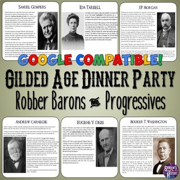 Preview of Gilded Age Robber Barons & Progressives Dinner Party Lesson
