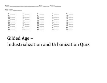 Gilded Age Quiz Worksheets Teaching Resources Tpt