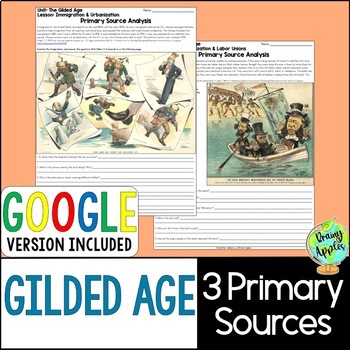 Preview of Gilded Age Primary Documents - Primary Sources Activity - Political Cartoon