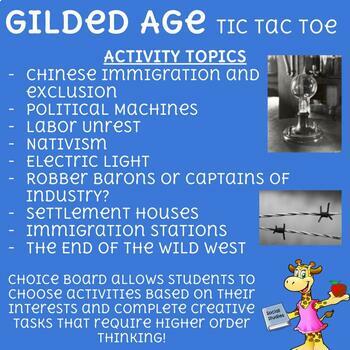 Preview of Gilded Age (US History) - Choice Board Hyperdoc Activity Project