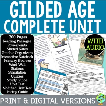 Preview of Gilded Age Unit - Lessons - Activities - Passages - Quizzes - PPT- Notes - Audio