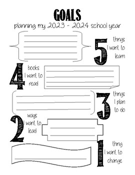 Gimme 5 - Goal Setting for the Year by Teacher-Chef | TPT