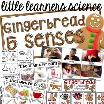 Preview of Gingerbread 5 Senses - Science for Little Learners (preschool, pre-k, & kinder)