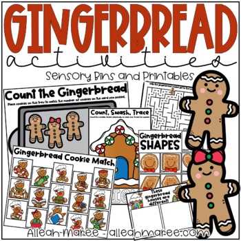Preview of Gingerbread Activities - Christmas Printables & Sensory Bins Toddler & Preschool