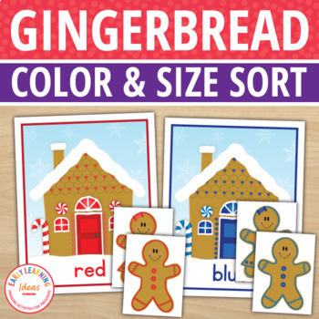 Preview of Christmas Gingerbread Man Color Matching & Size Sorting Activities Preschool
