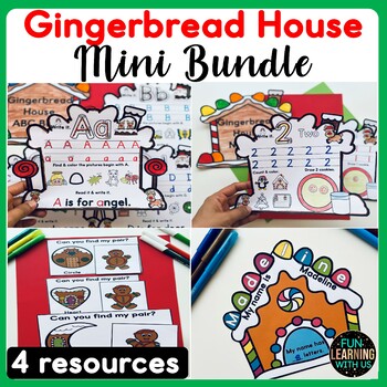 Preview of Gingerbread Alphabets Numbers Shapes Name Craft Activities Mini Bundle