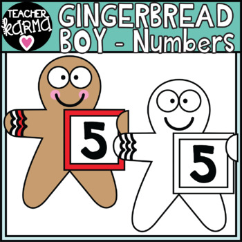 Gingerbread BOYS holding Numbers - Math Clipart by Teacher Karma