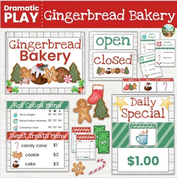 Preview of Gingerbread Bakery and Hot Cocoa Stand Dramatic Play, Pretend Play Center