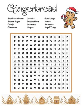 Gingerbread Basic Word Search with Christmas Wishes on Zentangles to Color