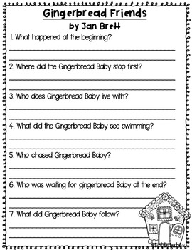 gingerbread books comprehension questions by bobbi bates tpt