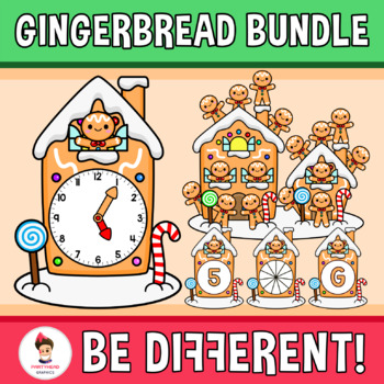 Preview of Gingerbread Bundle Clipart Christmas Letters Counting Positional Words Math