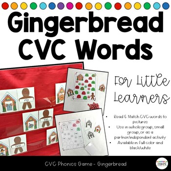 Preview of Gingerbread CVC Words Game - Decodable Phonics Activity