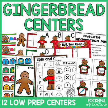 Preview of Gingerbread Centers Kindergarten Math and Literacy Activities
