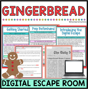 Preview of Gingerbread Christmas Digital Escape Room Winter team building Breakout activity