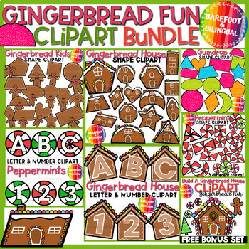 Preview of Gingerbread Clipart Shapes, Letters & Numbers Bundle | Christmas Clipart