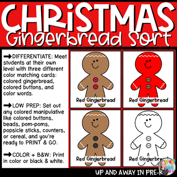 Gingerbread Color Sorting Activity - Christmas Preschool Sensory Bin