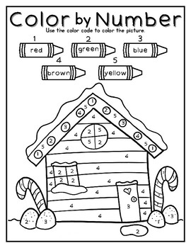 Gingerbread Color by Number 1-5 | Christmas Coloring Activity | | TPT