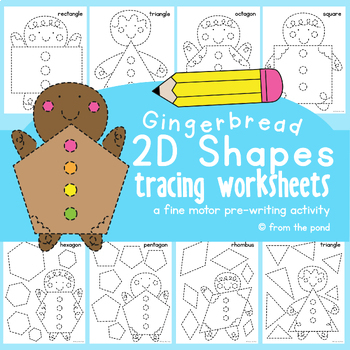 Preview of Gingerbread Coloring Pages Tracing 2D Shapes