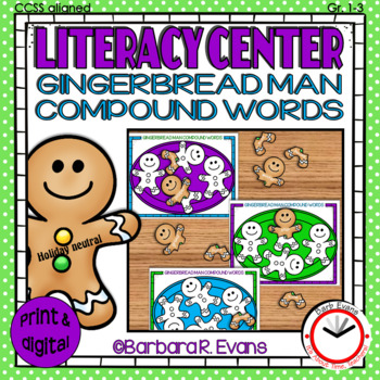 Preview of COMPOUND WORDS LITERACY CENTER Gingerbread Man Activities Word Work