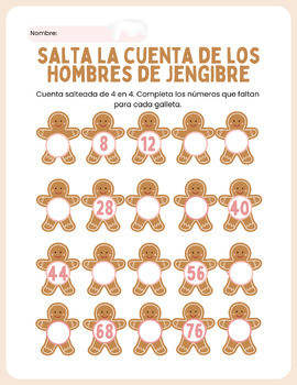 Preview of Gingerbread Cookie Skip Count by 4's (Spanish)