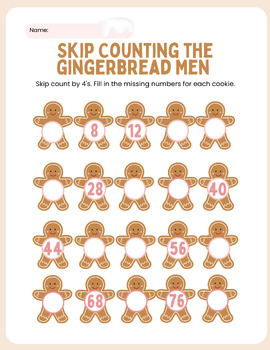 Preview of Gingerbread Cookie Skip Counting by 4's