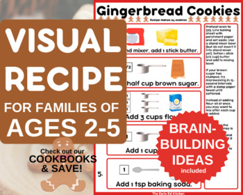 Preview of Gingerbread Cookie Visual Recipe for Toddlers, Homeschool Holiday Activity