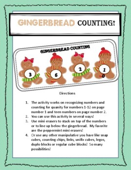 Preview of Gingerbread Counting1-12 and Teen Numbers