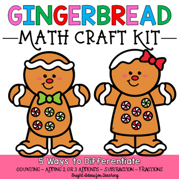 Preview of Gingerbread December Math Craft Kit,  Christmas Math Craft
