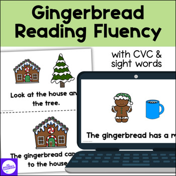 Preview of Gingerbread Reading Fluency Decodable CVC Words & High Frequency Sight Words