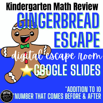 Preview of Christmas Digital Kindergarten Math Review Escape Room, Counting & Addition 