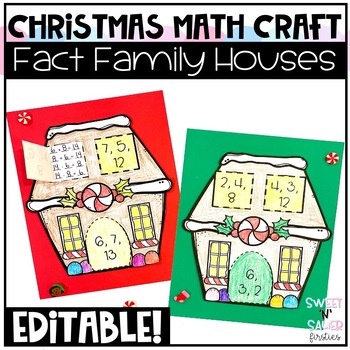 Preview of Editable Gingerbread Fact Family Christmas Math Craft