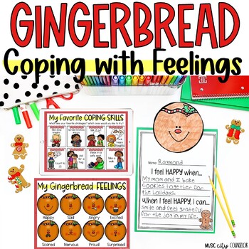Preview of Gingerbread Feelings & Coping Skills Winter Lesson, Digital & Printable