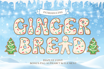 Preview of Gingerbread Font And Cute PNG Sublination Alphabet & Element
