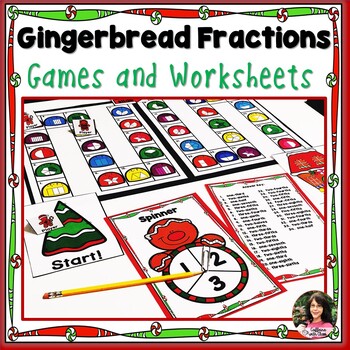 Preview of Gingerbread Fraction Activities | Christmas Games Centers and Worksheets | Math