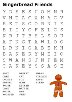 Gingerbread Friends Word Search by Steven's Social Studies | TpT