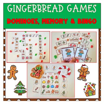 Preview of Gingerbread Games for PreK, Kinder, and 1st Grade | Bingo | Dominoes | Memory