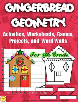 Preview of Gingerbread Geometry Activities and Word Walls for 5th Grade: Print and Digtal