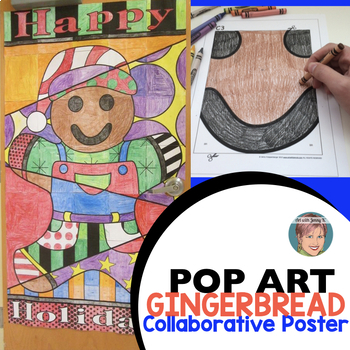 Preview of "Pop Art" Gingerbread Man Activity | Collaborative Christmas Holiday Door Poster