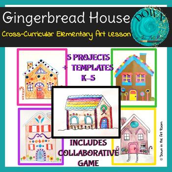 Preview of Gingerbread House Art Projects | Christmas Art Projects