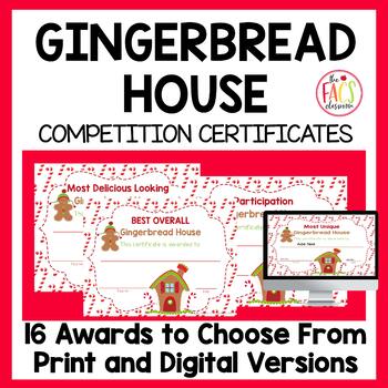 Preview of Christmas Gingerbread House Award Certificates | PBL | Cooking