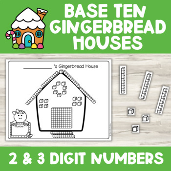 Preview of Gingerbread House Base 10 Ten Blocks Math Craft Place Value | Christmas Winter