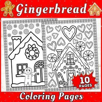 Preview of Gingerbread House Coloring Pages | Gingerbread Man Cookie Winter Coloring Sheets