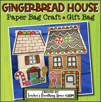Preview of Gingerbread House Paper Bag Craft or Gift Bag