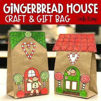 Preview of Gingerbread House Craft and Christmas Craft Gift Bag