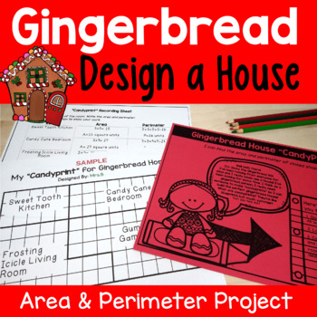 Preview of Gingerbread House Design - Area and Perimeter Holiday Math Project