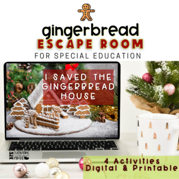 Preview of Gingerbread House Digital Escape Room For Special Education | Christmas