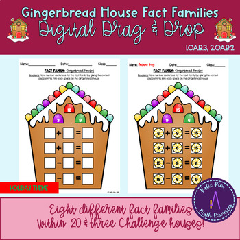 Preview of Gingerbread House Fact Families Digital Drag & Drop Holiday Math Activity