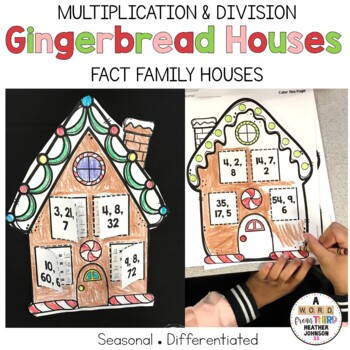 Preview of Gingerbread House Fact Families Multiplication and Division Christmas